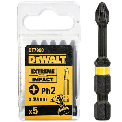 DeWalt DT7998 50mm PH2 Impact Screwdriver Bits (5 Pack)