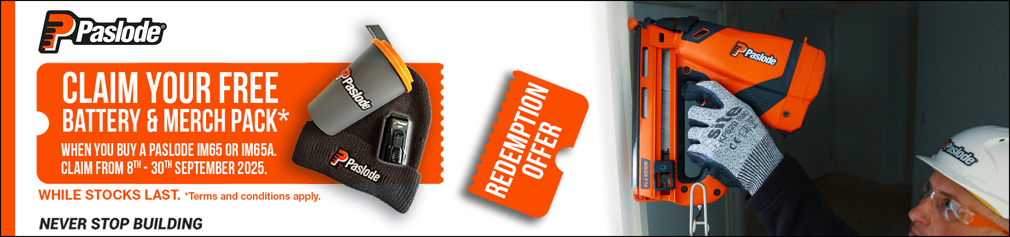 Paslode Free Battery & Merch Offer 2025