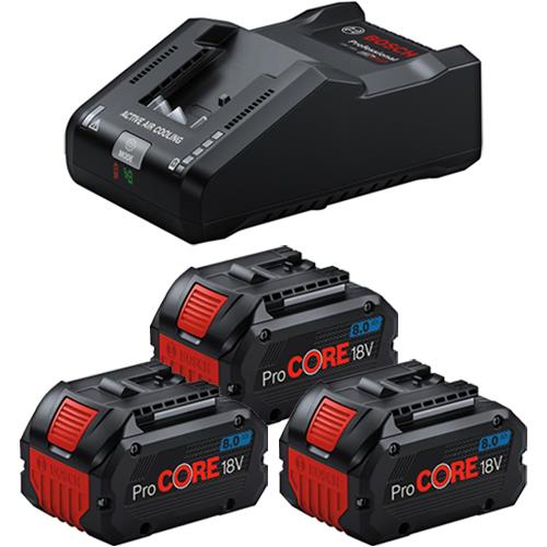 Bosch ProCore Set (3x 18V 8Ah Batteries & GAL 18V-160) 0615A50050