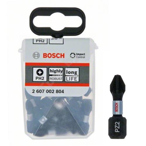 Bosch 25mm PZ2 Impact Control Screwdriver Bits (25pk)