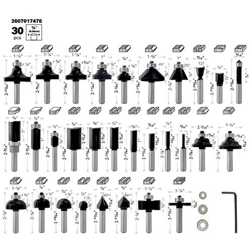 Bosch 1/4" Router Bit Set (30pcs)