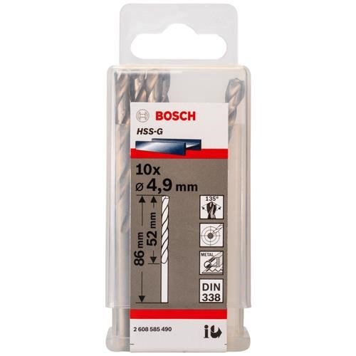 Bosch HSS-G 4.9mm dia Drill Bits (10 pack)