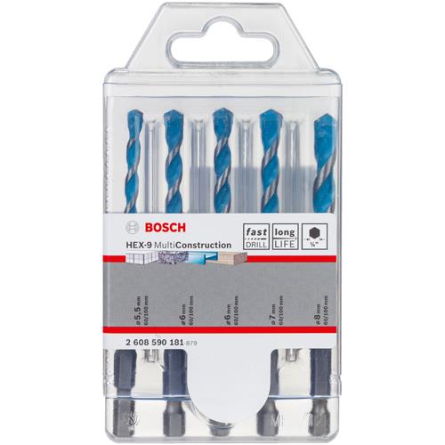Bosch 2608590181 5pc Multiconstruction Hex Drill Bit Set (1/4" Shank)