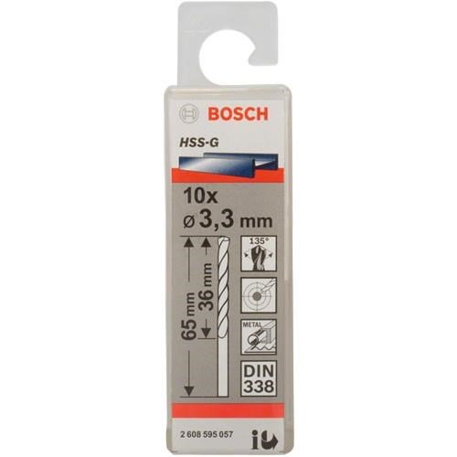 Bosch HSS-G 3.3mm dia Drill Bit (10pk)