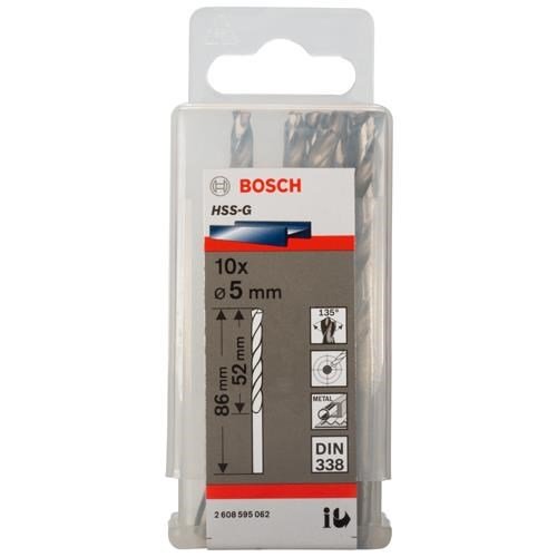 Bosch HSS-G 5mm dia Drill Bits (10 pack)