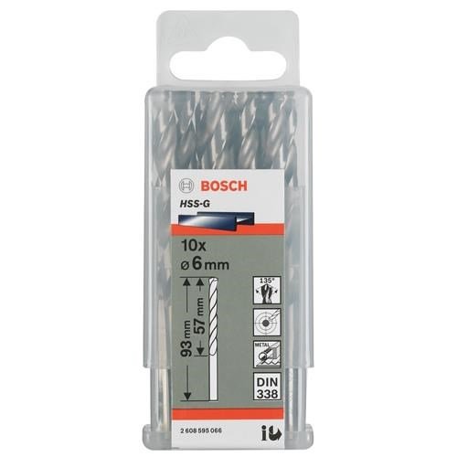 Bosch HSS-G 6mm dia Drill Bits (10 pack)