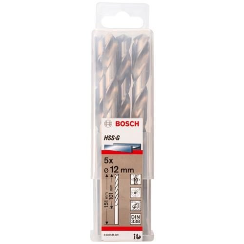 Bosch HSS-G 12mm dia Drill Bit (5pk)