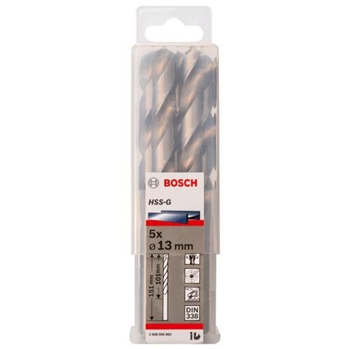 Bosch HSS-G 13mm dia Drill Bit (5pk)