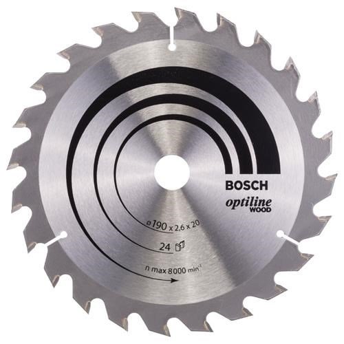 Bosch Optiline Wood TCT Saw Blade 190x24x20/16mm Bore