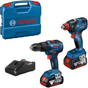 Bosch 18V GSB 18V-55 Combi Drill &amp; GDX 18V-200 Impact Gun (2x 5Ah)