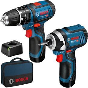 Bosch 12V GSB Combi &amp; GDR Impact Driver Set (2x 2Ah)