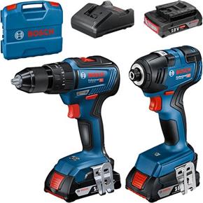 Bosch 18V GSB18V-55 Combi Drill &amp; GDR18V-200 Impact Driver (3x 2Ah)