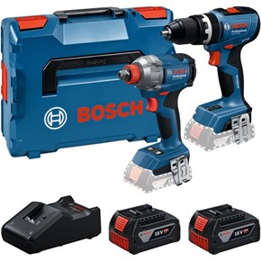 Bosch GSB18V-65 Combi Drill &amp; GDX18V-285 Impact Gun (2x 4Ah)