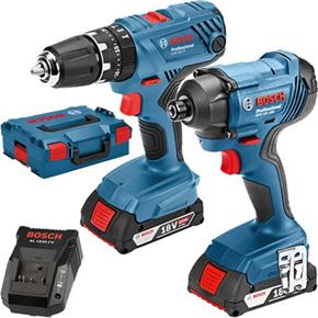 Bosch 18V GSB18V-21 Combi Drill + GDR18V-160 Impact Driver (2x 2Ah)