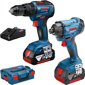 Bosch 18V GSB18V-55 Combi Drill &amp; GDR18V-160 Impact Driver (2x 5Ah)