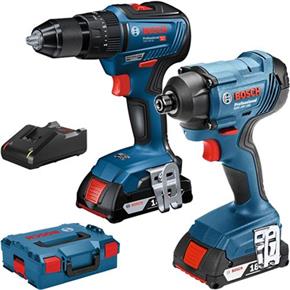 Bosch 18V GSB18V-55 Combi Drill &amp; GDR18V-160 Impact Driver (2x 2Ah)