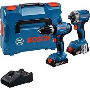 Bosch GSB18V-25 Combi Drill &amp; GDR18V-215 Impact Driver (2x 2Ah)
