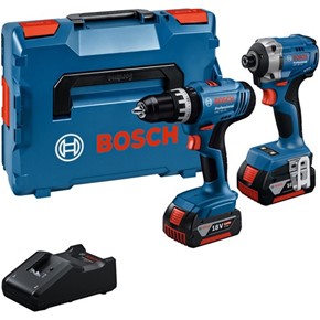 Bosch GSB18V-25 Combi Drill &amp; GDR18V-215 Impact Driver (2x 4Ah)