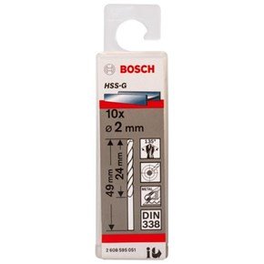 Bosch HSS-G 2mm dia Drill Bits (10 pack)