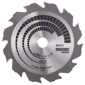 Bosch Construct Wood TCT Saw Blade 160x12x20/16mm Bore