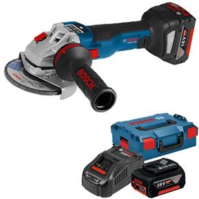 Bosch GWS18V-10SC 18V Brushless 115mm Angle Grinder (2x 5Ah, L-Boxx)