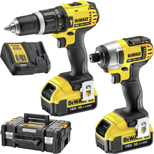 DeWalt DCZ285M2T 18V Combi Drill + Impact Driver Set (2x 4Ah)