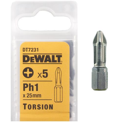 DeWalt 25mm Ph1 Torsion Bit (5pk)