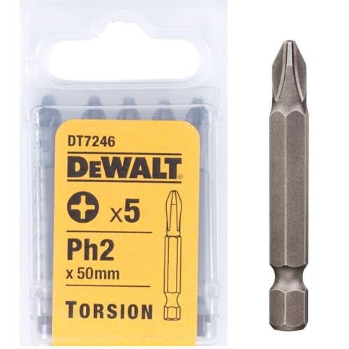 DeWalt 50mm Ph2 Torsion Bit x5