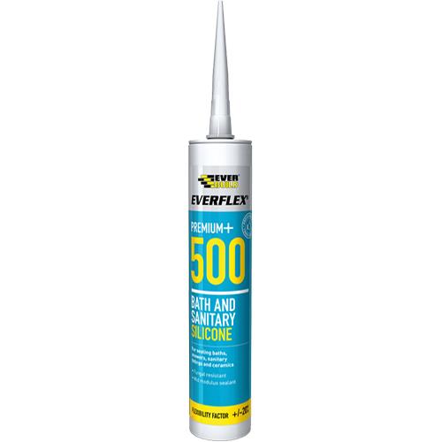 Everbuild Everflex 500 Bath & Sanitary Clear Silicone Sealant (295ml)