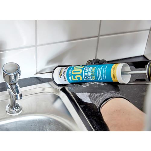 Everbuild Everflex 500 Bath & Sanitary Clear Silicone Sealant (295ml)