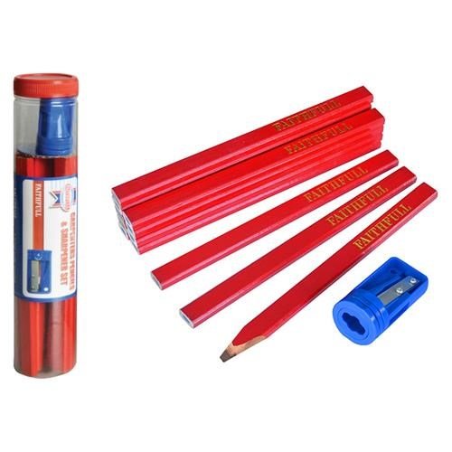 Faithfull Carpenter Pencils + Sharpener (12pk)