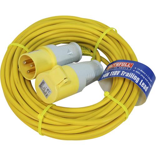 Faithfull 110v 16A Trailing Lead with a 14m x 1.5mm Cable