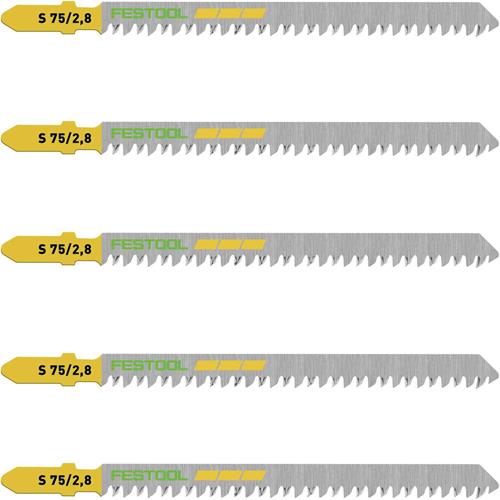 Festool 75mm HCS Straight Cut Jigsaw Blades for Wood (5pk)