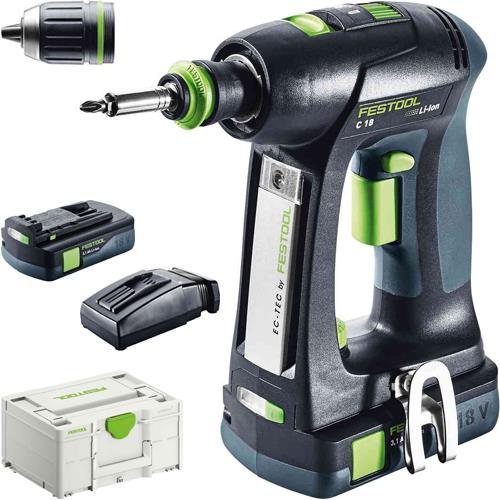 Festool C18 18V Brushless Drill Driver (2x 3Ah)