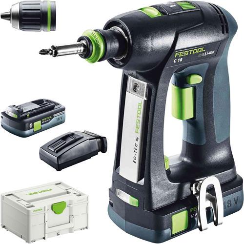 Festool C18 18V Brushless Drill Driver (2x 4Ah High-power)