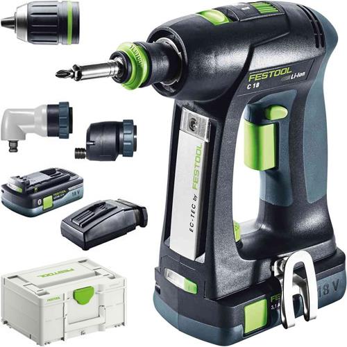 Festool C18 18V Brushless Drill Driver Set (2x 4Ah High-power)