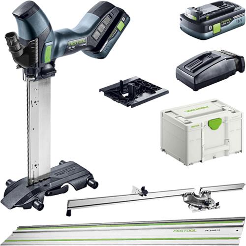 Festool ISC240 18V Insulation Saw Set with Rail & Angle Stop (2x 4Ah)