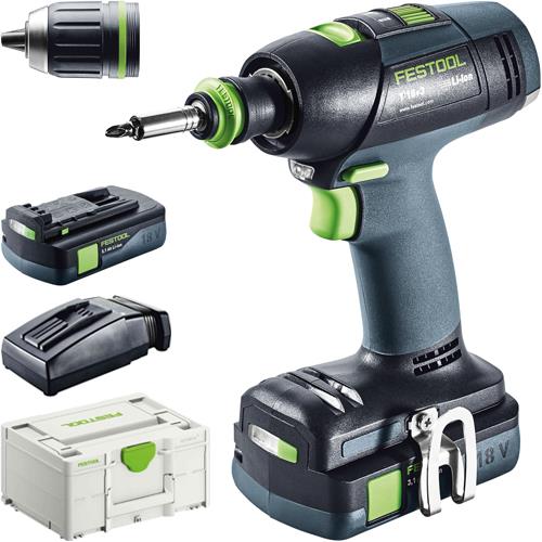 Festool T18+3 18V Brushless Drill Driver (2x 3Ah)