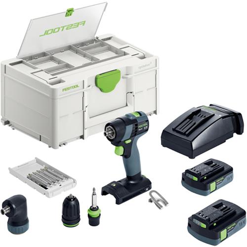 Festool TXS18 18V T-shape Drill Driver (2x 3Ah, Accessories)