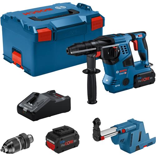 Bosch GBH18V-28CF 18V 3.3J 28mm SDS Drill (2x 8Ah ProCore, Extractor)