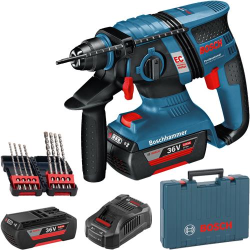 Bosch GBH36V-EC Compact 36V SDS Drill (2x 2Ah, 8pc Bit Set)