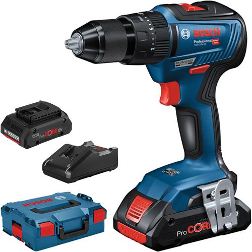 Bosch GSB 18 V-55 18V Brushless Combi Drill (2x 4.0Ah ProCore)