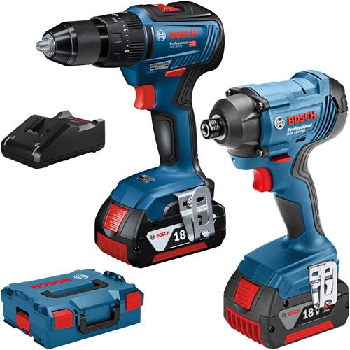 Bosch 18V GSB18V-55 Combi Drill & GDR18V-160 Impact Driver (2x 5Ah)