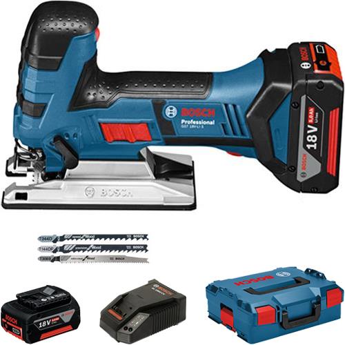 Bosch GST 18 VLI S 18V BodyGrip Jigsaw (2x 5Ah, 3x Blades, LBoxx)