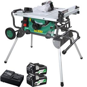 Hikoki C3610DRJ 36V 254mm Table Saw (2x 2.5Ah MultiVolt, Leg Stand)