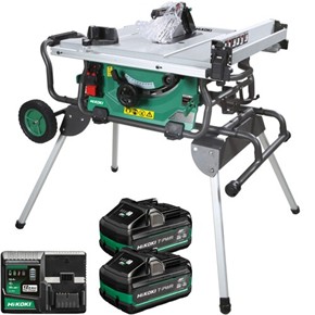 Hikoki C3610DRJ 36V 254mm Table Saw (2x 4Ah Tabless MultiVolt, Stand)