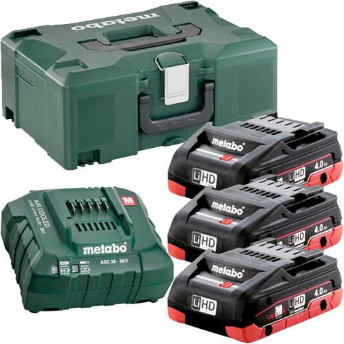 Metabo 18V Battery Kit: 3x 4Ah LiHD, ASC30-36V Charger + MetaLoc Box