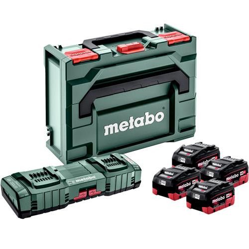 Metabo 18V 10Ah LiHD Battery Set with Fast 2-bay Charger & MetaBox