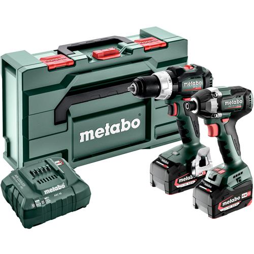 Metabo 18V SB18LTBL Combi Drill & SSD18LT200BL Impact Driver (2x 5.2Ah)