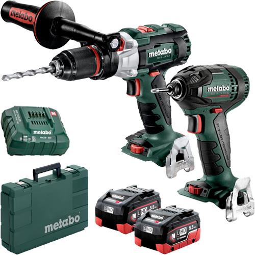 Metabo 18V 5.5Ah LiHD Twin Pack Brushless Combi Drill + Impact Driver